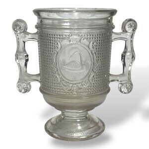 1882 Swan with Mesh Pattern Glass (EAPG) Canton Glass Co. Spoon or Celery Holder